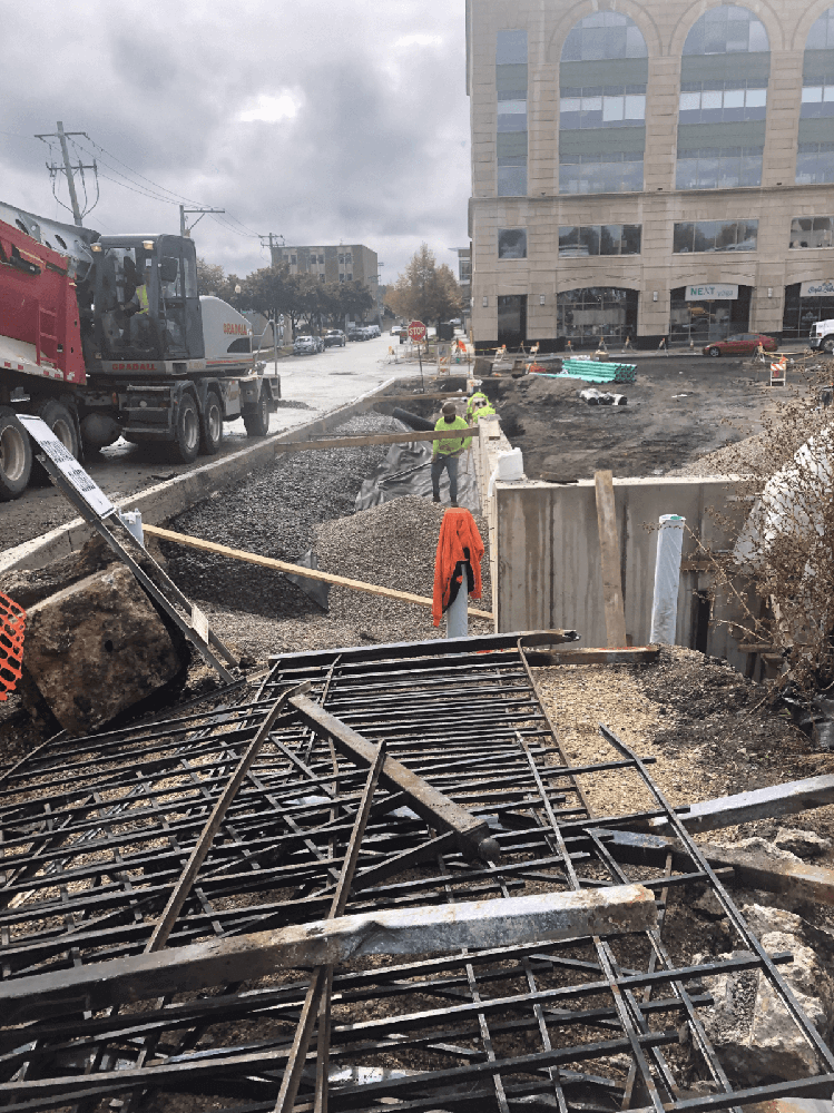 Concrete Construction in Downtown Area with ALAMP Crew Members