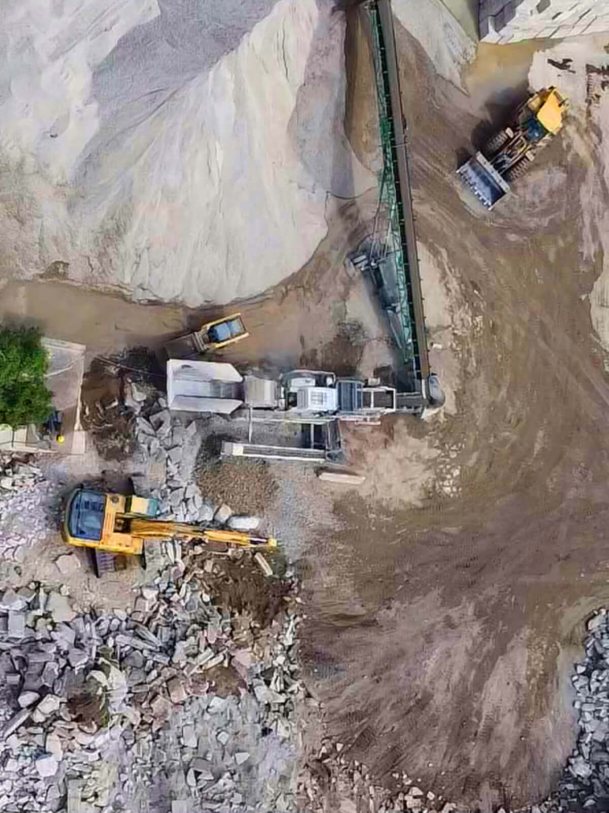 Overhead View of Recycled Aggregate Production Process